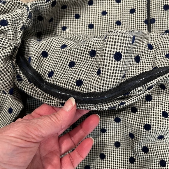 Eggie Delilah Gray Polka Dot Off Shoulder Puff Sleeve Mini Dress Wool Blend S - Picture 5 of 10